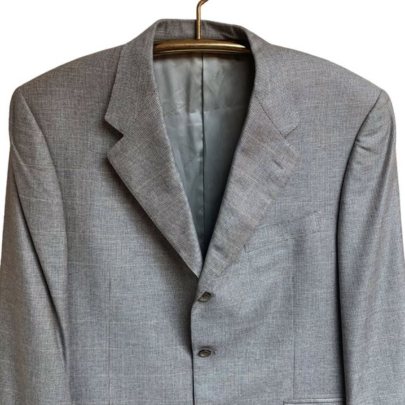 CANALI Exclusive Gray Micro Check Cashmere Silk Blend 3 Button Blazer - Picture 3 of 10